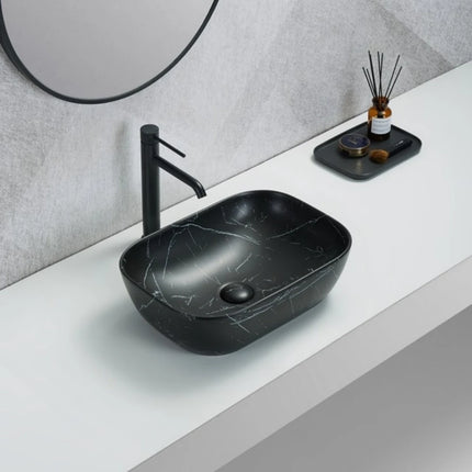Ellips Fine Ceramic Above Counter Basin Marble Matte Black 460X325X137mm ,