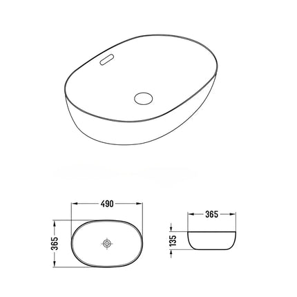 Ellips Fine Ceramic Above Counter Basins White with Overflow ,