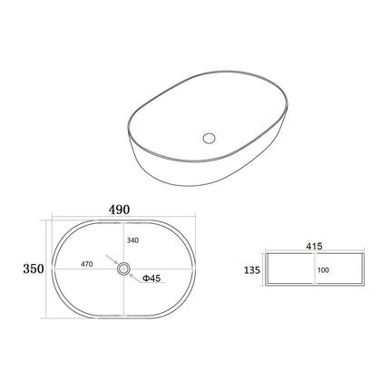 Ellips Fine Ceramic Above Counter Basins Matte Black ,