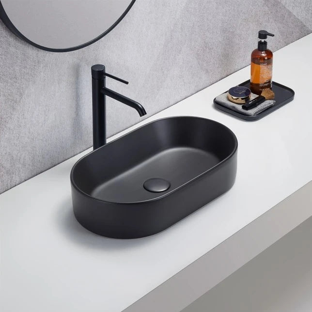 Ellips Fine Ceramic Above Counter Basins Matte Black 525X300X115mm ,