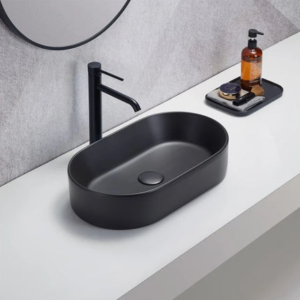 Ellips Fine Ceramic Above Counter Basins Matte Black 525X300X115mm ,
