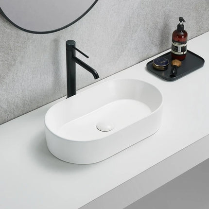 Ellips Fine Ceramic Above Counter Basins White 525X300X115mm , Matte White