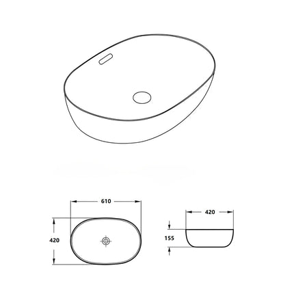 Ellips Fine Ceramic Above Counter Basins White with Overflow ,