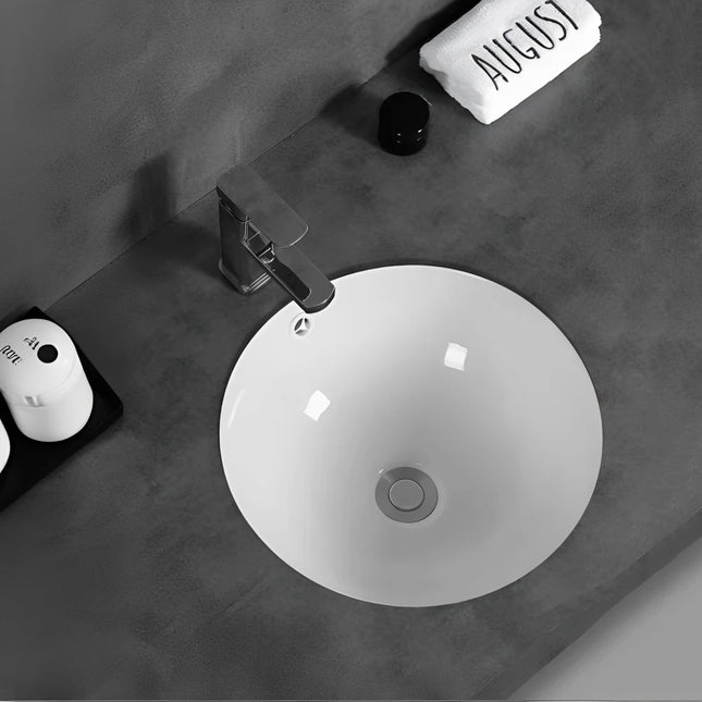 Elipps Fine Ceramic Under Counter Basin Gloss White with Overflow ,