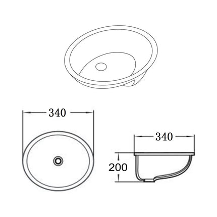 Elipps Fine Ceramic Under Counter Basin Gloss White with Overflow ,