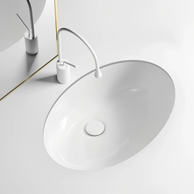 Elipps Fine Ceramic Under Counter Basin Gloss White with Overflow ,