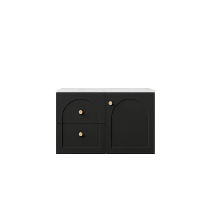 Chester Federation Wall Hung Vanity Matte Black , 750mm - LHD