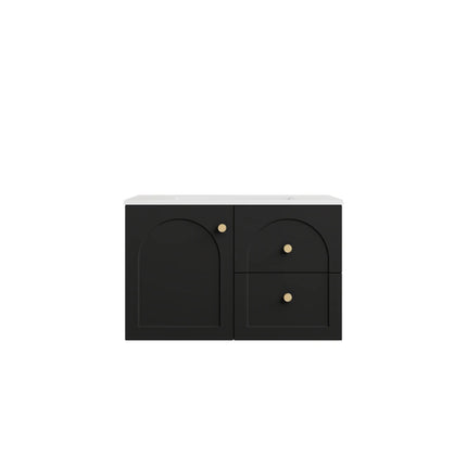 Chester Federation Wall Hung Vanity Matte Black , 750mm - RHD