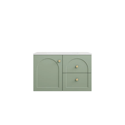 Chester Federation Wall Hung Vanity Olive Green , 750mm - RHD