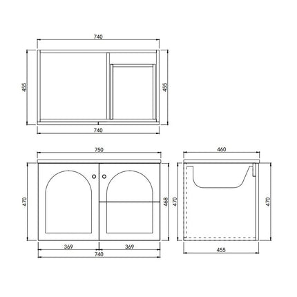 Chester Federation Wall Hung Vanity Matte White ,