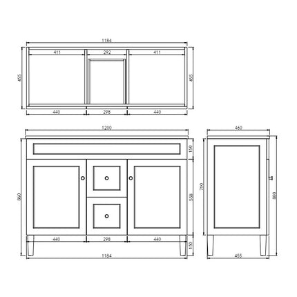 Harold Federation Free Standing Vanity on Legs Matte Black