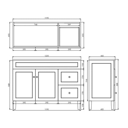 Harold Federation Free Standing Vanity on Legs Matte Black