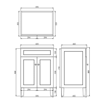 Harold Federation Free Standing Vanity on Legs Matte Black
