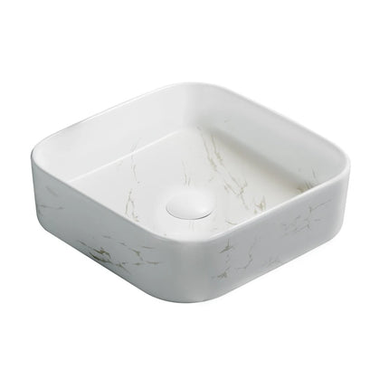 Kliff Fine Ceramic Above Counter Basin Marble Matte White ,