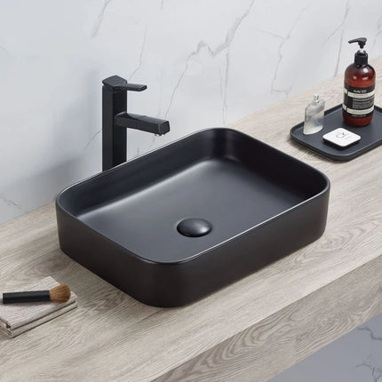 Kliff Fine Ceramic Above Counter Basin Matte Black , 500 x 370
