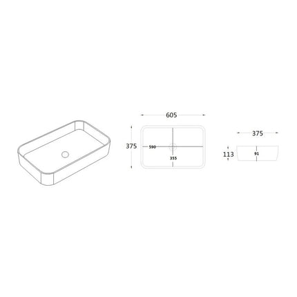 Kliff Fine Ceramic Above Counter Basin Matte White ,