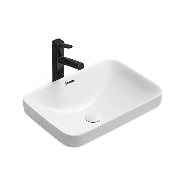 Kliff Fine Ceramic Insert Basin Gloss White with Overflow ,