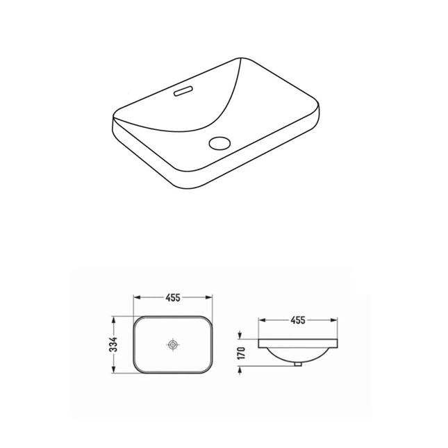 Kliff Fine Ceramic Insert Basin Gloss White with Overflow ,