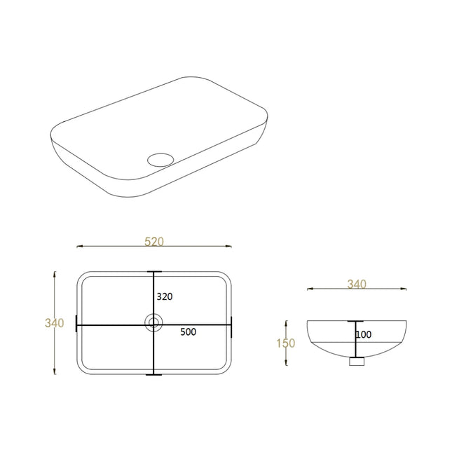 Kliff Fine Ceramic Insert Basin Matte Black No Overflow ,