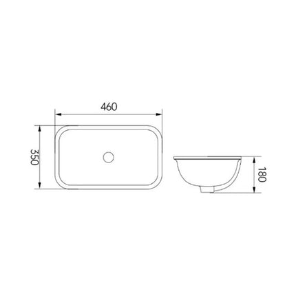 KLIFF Fine Ceramic Under Counter Basin White with Overflow ,