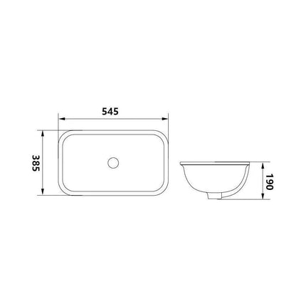 KLIFF Fine Ceramic Under Counter Basin White with Overflow ,