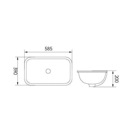 KLIFF Fine Ceramic Under Counter Basin White with Overflow ,