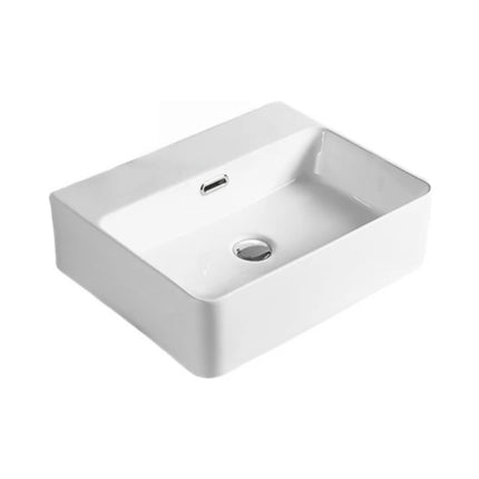 Kliff Fine Ceramic Wall Hung / Above Counter Basin Gloss White Overflow , 417 x 427 - NO Taphole