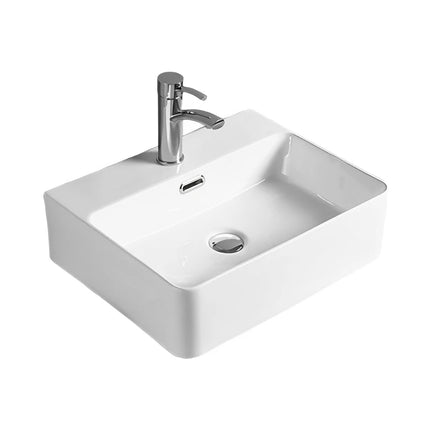 Kliff Fine Ceramic Wall Hung / Above Counter Basin Gloss White Overflow , 417 x 427 - 1 Taphole
