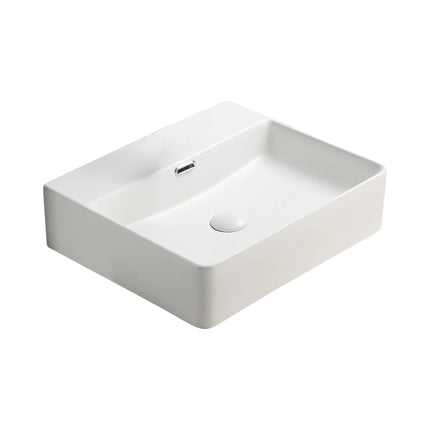 Kliff Fine Ceramic Wall Hung / Above Counter Basin Gloss White Overflow ,