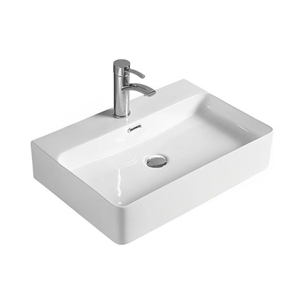 Kliff Fine Ceramic Wall Hung / Above Counter Basin Gloss White Overflow , 515 x 425 - 1 Taphole