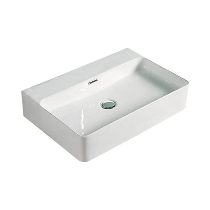 Kliff Fine Ceramic Wall Hung / Above Counter Basin Gloss White Overflow , 605 x 425 - NO Taphole