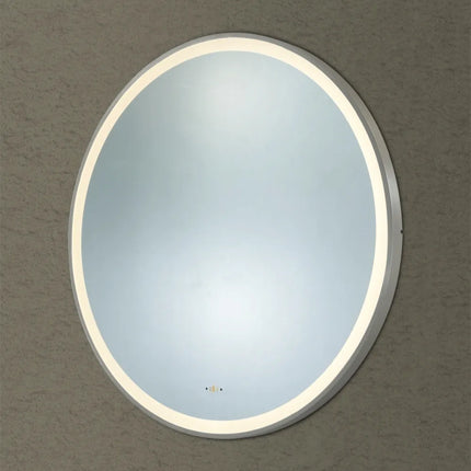 Orla LED Framed Round Mirror Electroplated Brushed Nickle 600/800/900mm