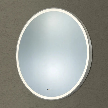 Orla LED Framed Round Mirror Electroplated Brushed Nickle 600/800/900mm