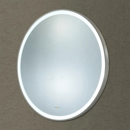 Orla LED Framed Round Mirror Electroplated Brushed Nickle 600/800/900mm