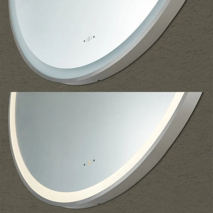 Orla LED Framed Round Mirror Electroplated Brushed Nickle 600/800/900mm