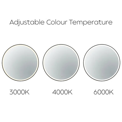 Orla LED Framed Round Mirror Powder Coated Matt Black 600/800/900mm