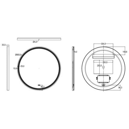 Orla LED Framed Round Mirror Electroplated Brushed Nickle 600/800/900mm