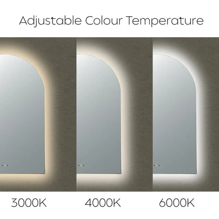 Arlo LED Arch Mirror Backlit Pencil Edge 600X900mm