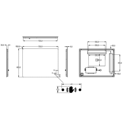 Reino LED Rectangular Mirror Backlit Pencil Edge 750X600/900X750/1200X800