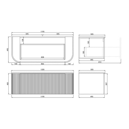 New Agena Fluted Wall Hung Vanity Matte Black