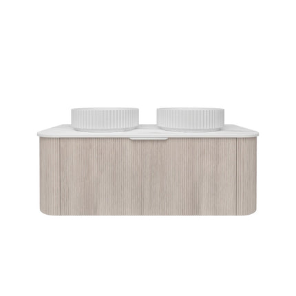Agena Fluted Wood Grain Wall Hung Vanity Coastal Oak