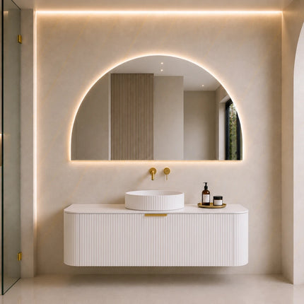 New Agena Fluted Wall Hung Vanity Matte White