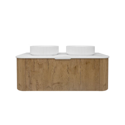 Agena Fluted Wood Grain Wall Hung Vanity Prime Oak