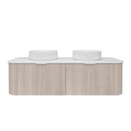 Agena Fluted Wood Grain Wall Hung Vanity Coastal Oak