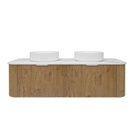 Agena Fluted Wood Grain Wall Hung Vanity Prime Oak