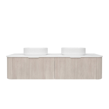Agena Fluted Wood Grain Wall Hung Vanity Coastal Oak