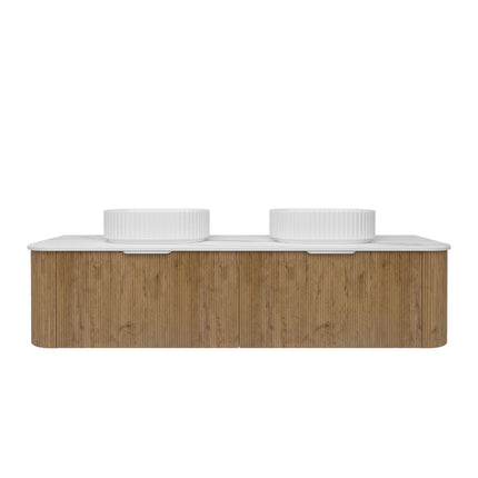 Agena Fluted Wood Grain Wall Hung Vanity Prime Oak