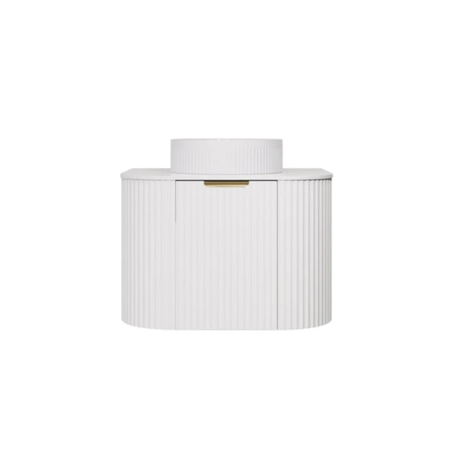 New Agena Fluted Wall Hung Vanity Matte White , 600mm