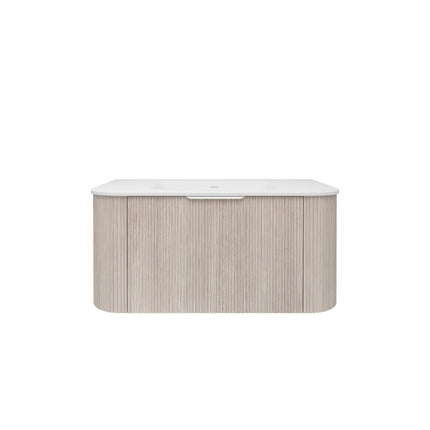 Agena Fluted Wood Grain Wall Hung Vanity Coastal Oak
