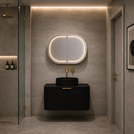 New Agena Fluted Wall Hung Vanity Matte Black